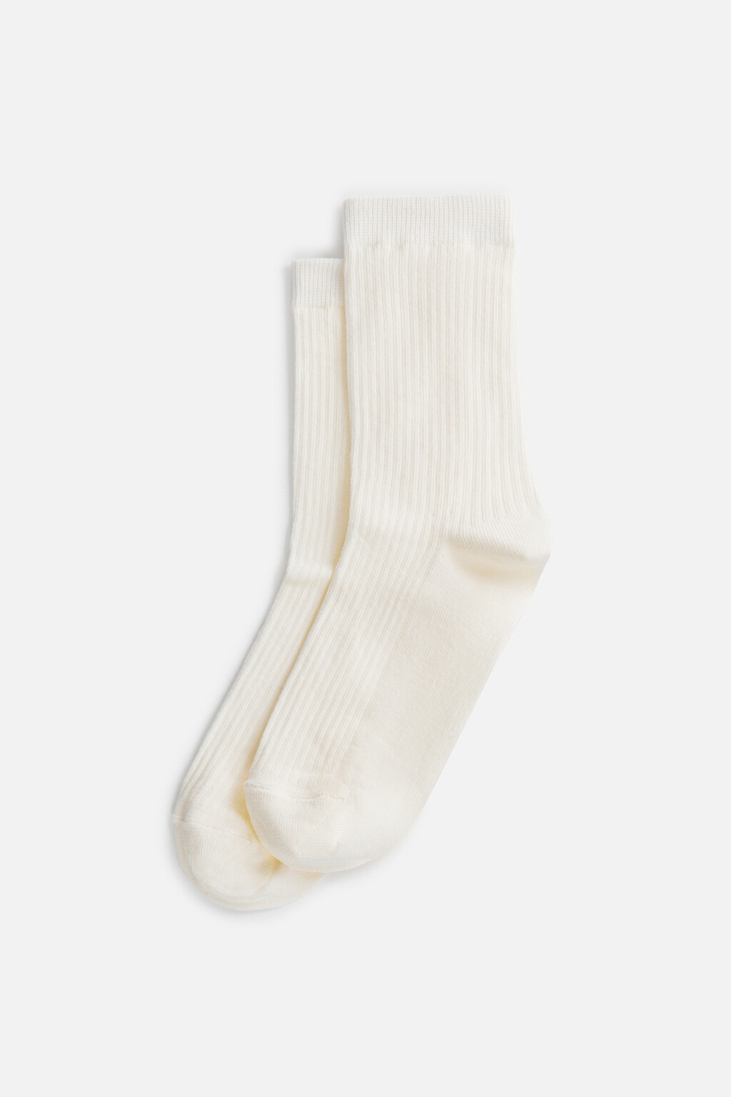 Носки высокие хлопковые в рубчик - цвет ванильный - 1