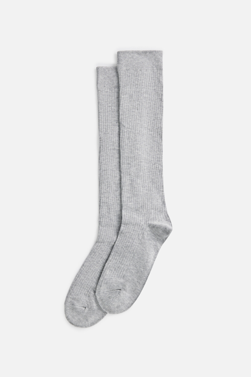 Гольфы до колена хлопковые в рубчик - цвет серый - 1