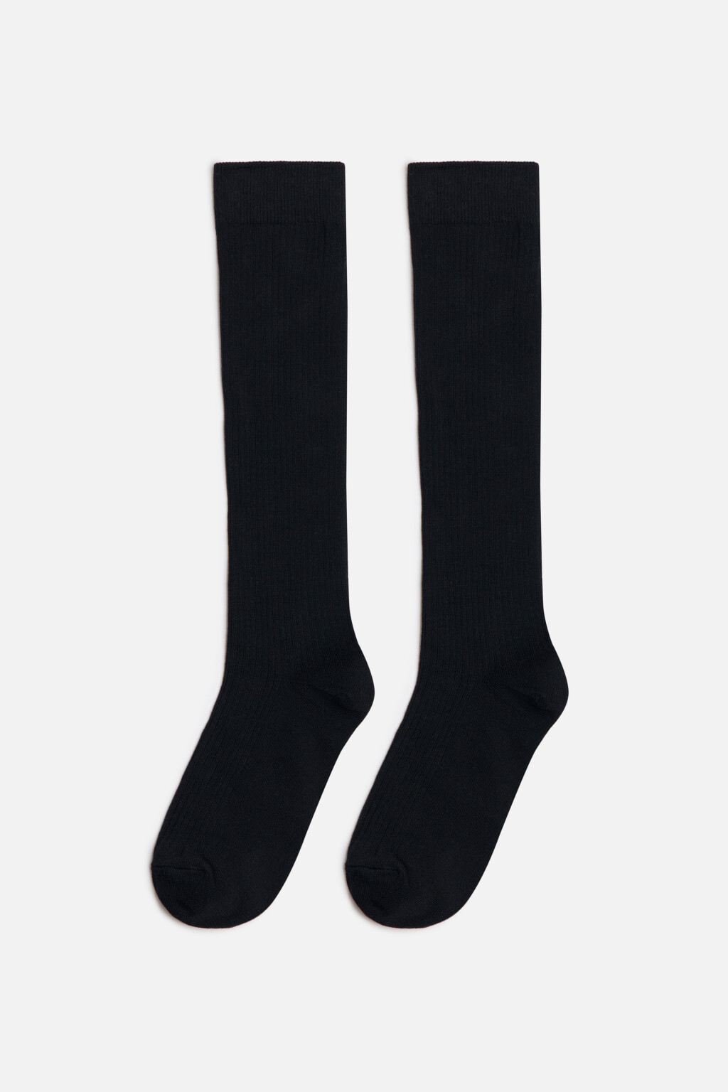 Гольфы до колена хлопковые в рубчик - цвет черный - 1