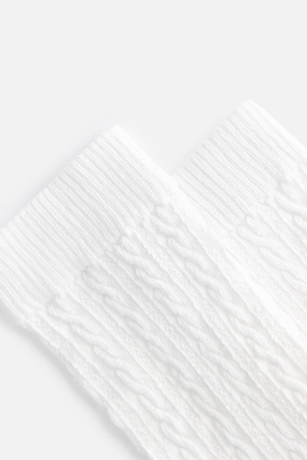 Носки высокие с узором-косичкой - цвет белый - 2