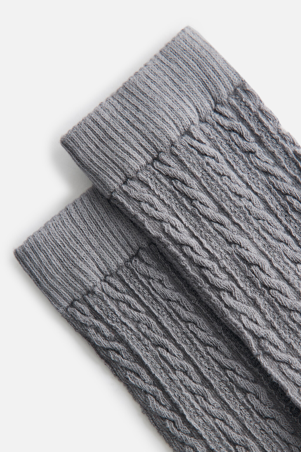 Носки высокие с узором-косичкой - цвет серый - 2