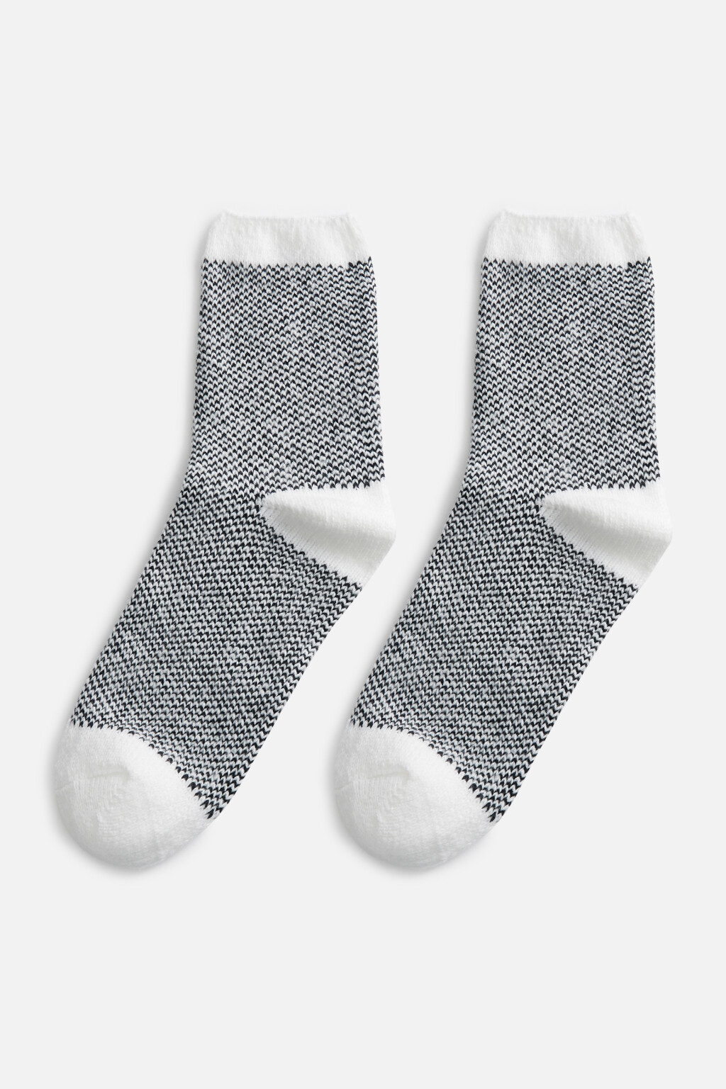 Носки высокие теплые с принтом - цвет белый - 1