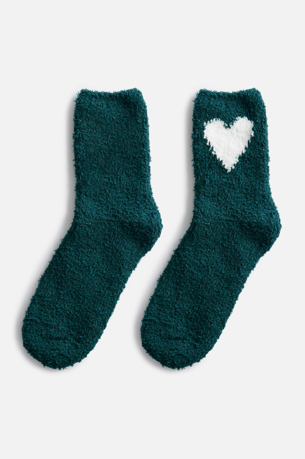 Носки высокие махровые с сердечком - цвет зеленый - 1