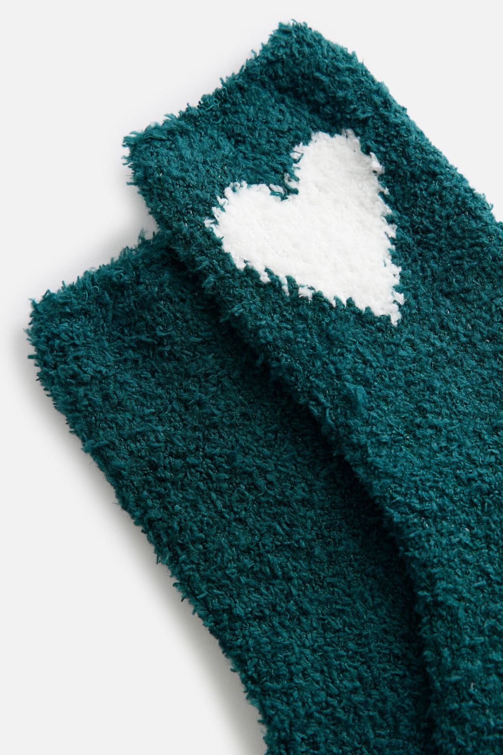 Носки высокие махровые с сердечком - цвет зеленый - 2