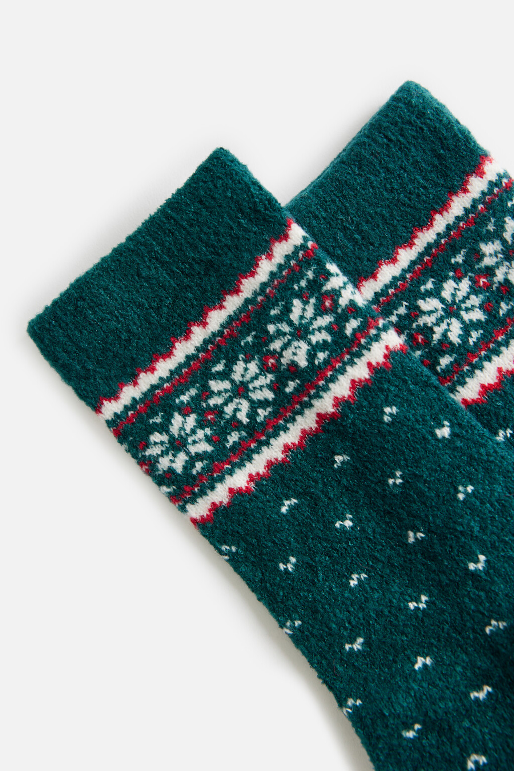 Носки теплые высокие с узором - цвет зеленый - 2