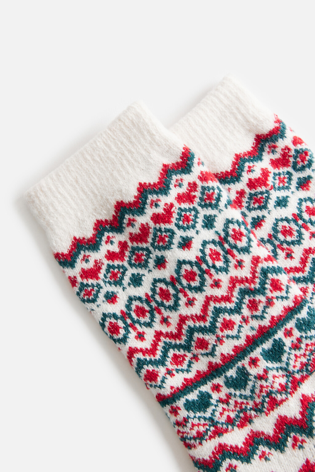 Носки высокие теплые с узором - цвет ванильный - 2