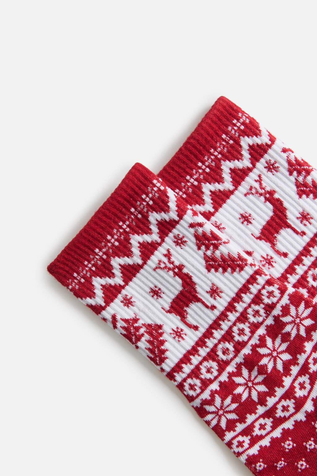 Носки высокие с рождественским узором - цвет красный - 2