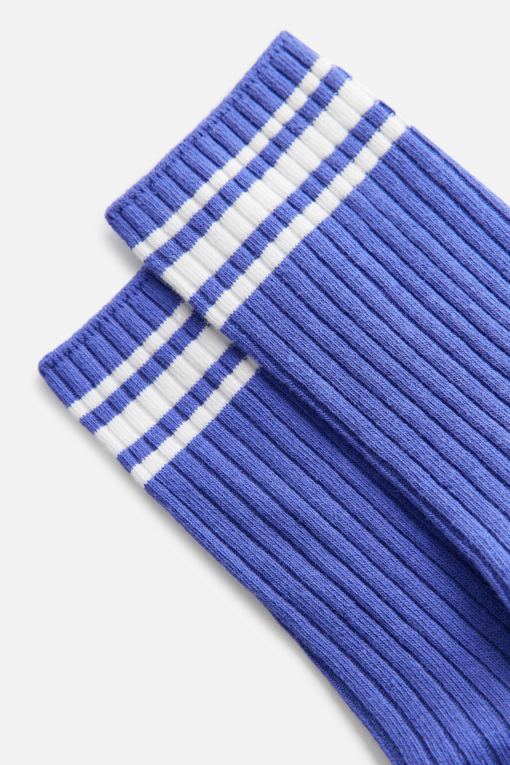 Носки высокие в рубчик с полосками - цвет синий - 2