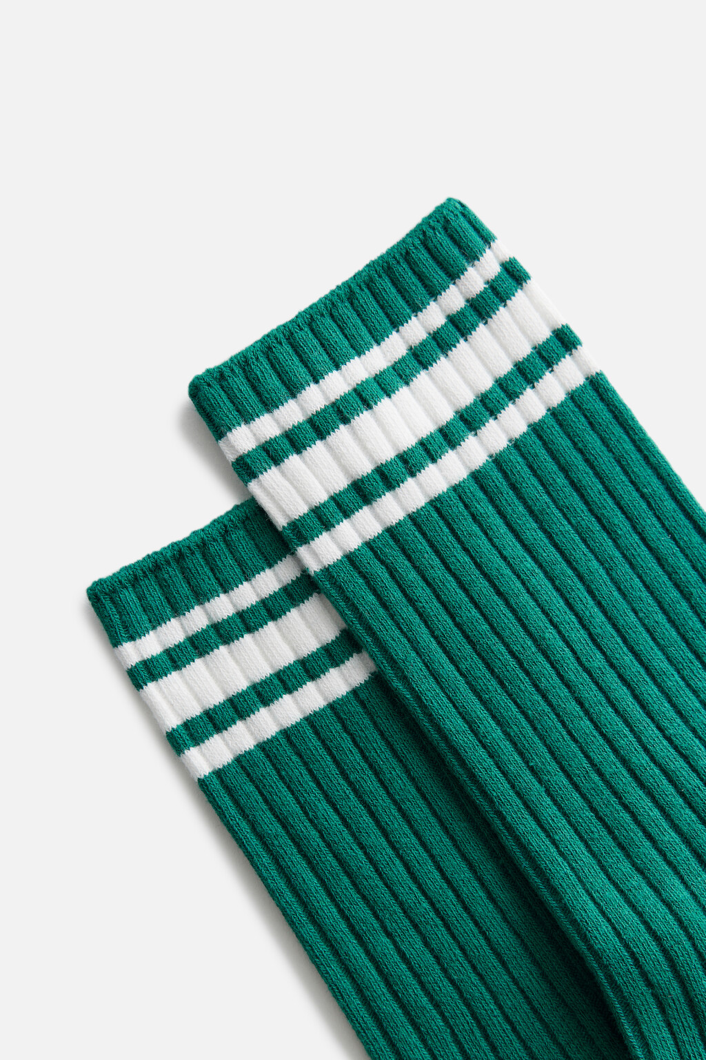 Носки высокие в рубчик с полосками - цвет зеленый - 2