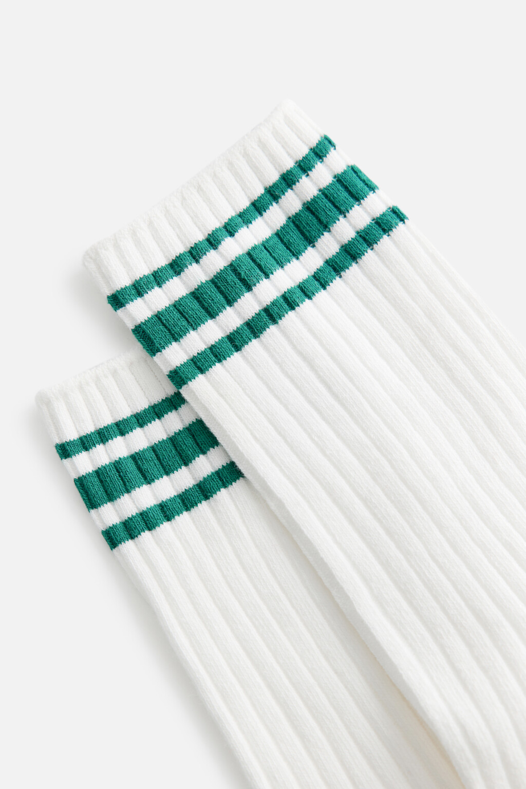 Носки высокие в рубчик с полосками - цвет зеленый - 2