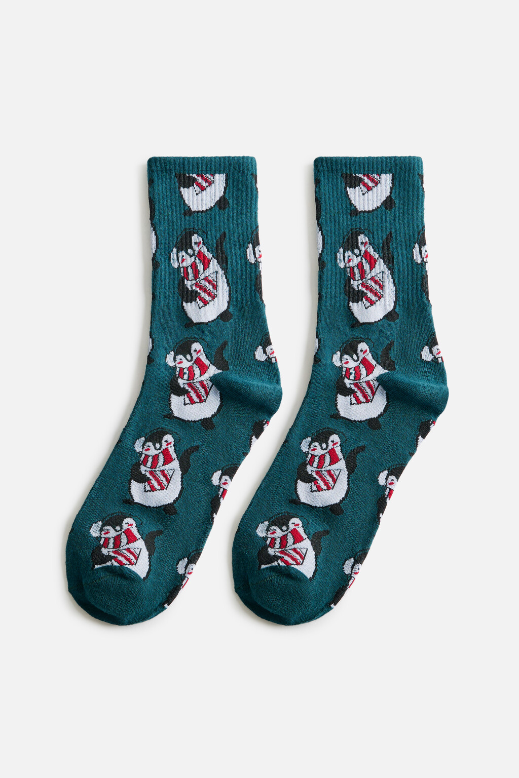 Носки высокие с принтом - цвет зеленый - 1