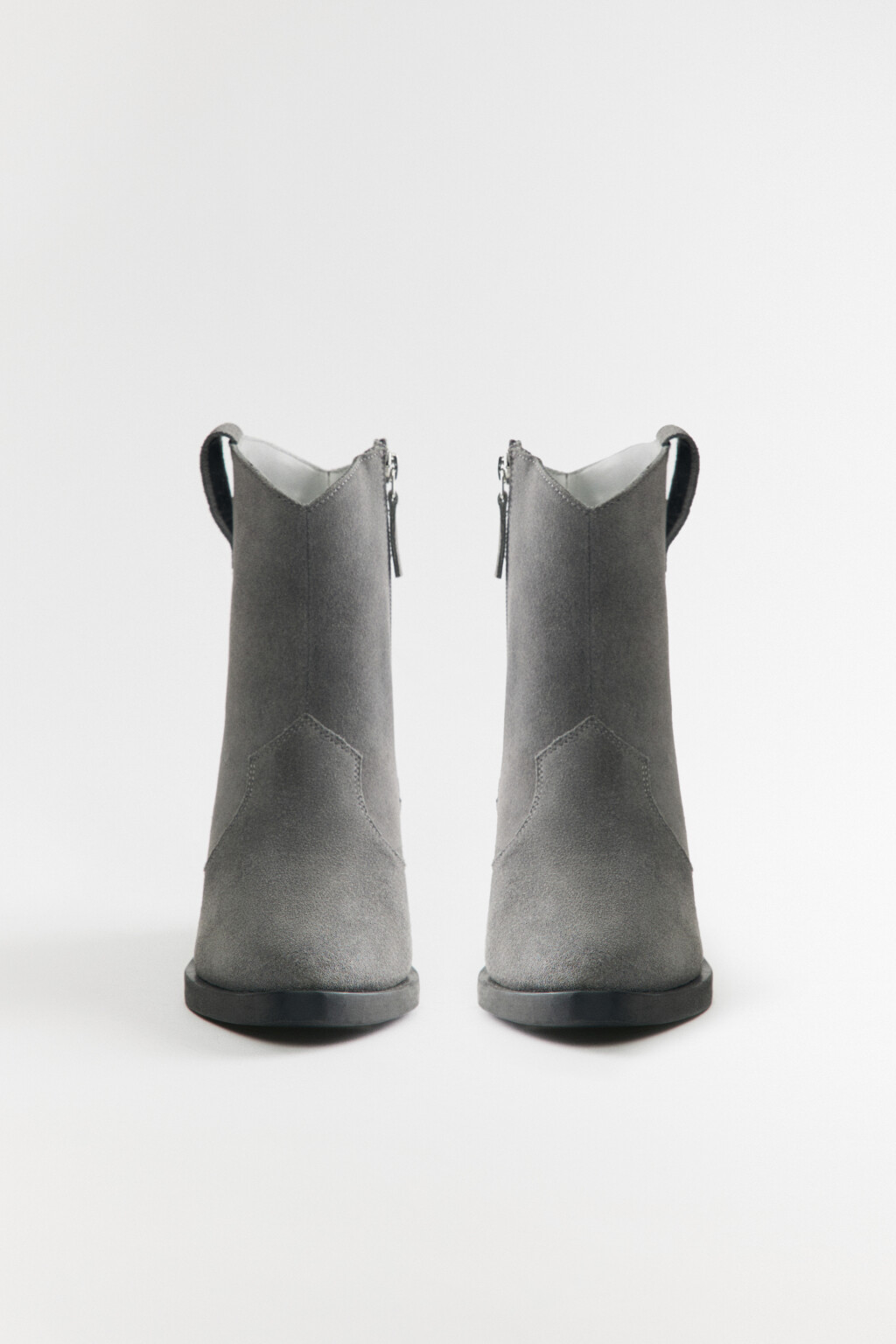 Ботинки-казаки из натуральной замши - цвет серый - 5