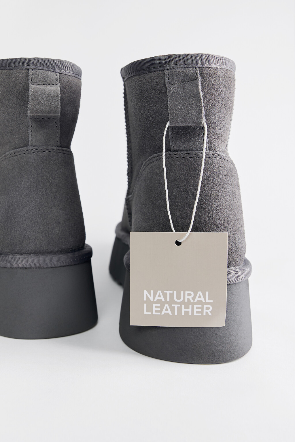 Ботинки-угги из натуральной замши короткие утепленные - цвет серый - 5