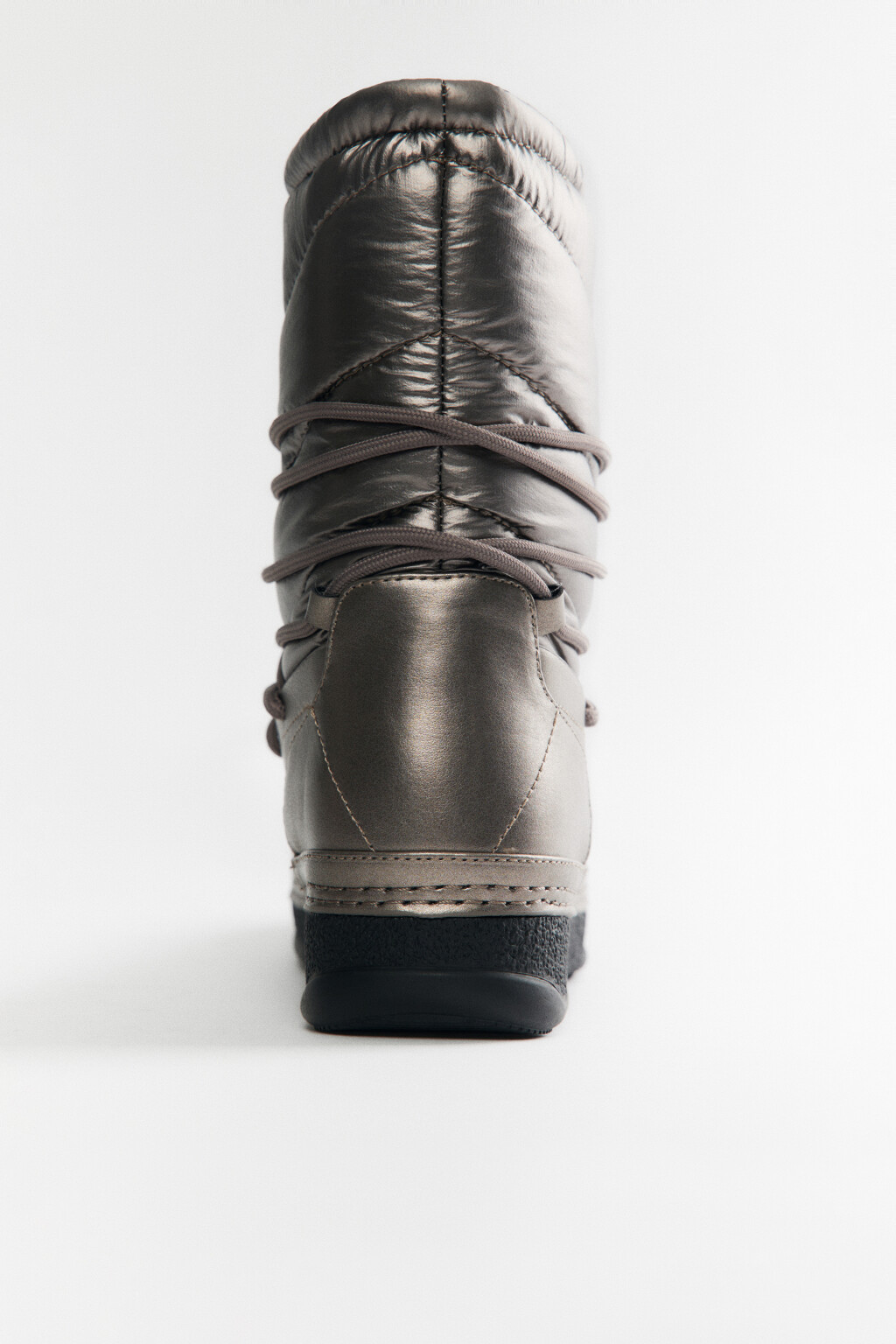 Ботинки-дутики утепленные с декоративной шнуровкой - цвет бежевый - 5