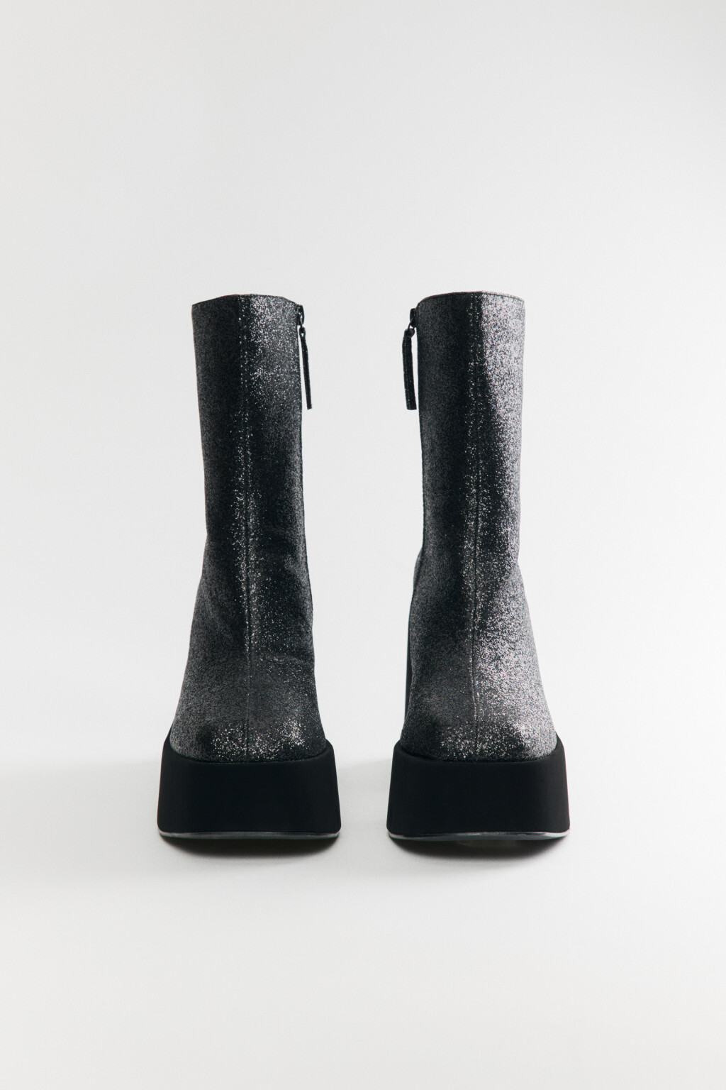 Ботильоны блестящие на каблуке с платформой - цвет черный - 4