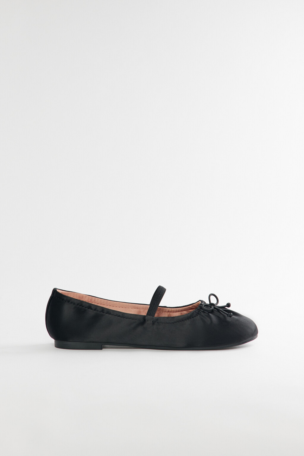 Балетки сатиновые с бантиком и резинкой - цвет черный - 2