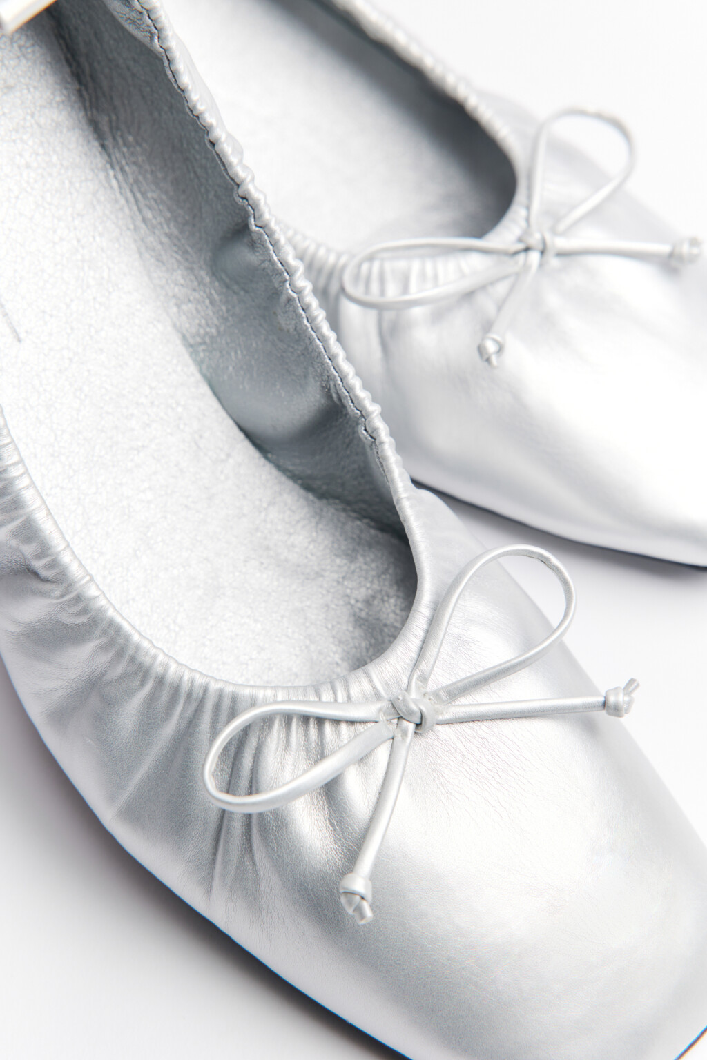 Балетки мягкие с круглым носком и бантиком - цвет серый - 5