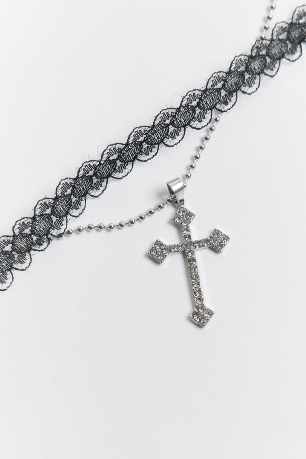 Набор из чокера и цепочки с подвеской - цвет серый - 2