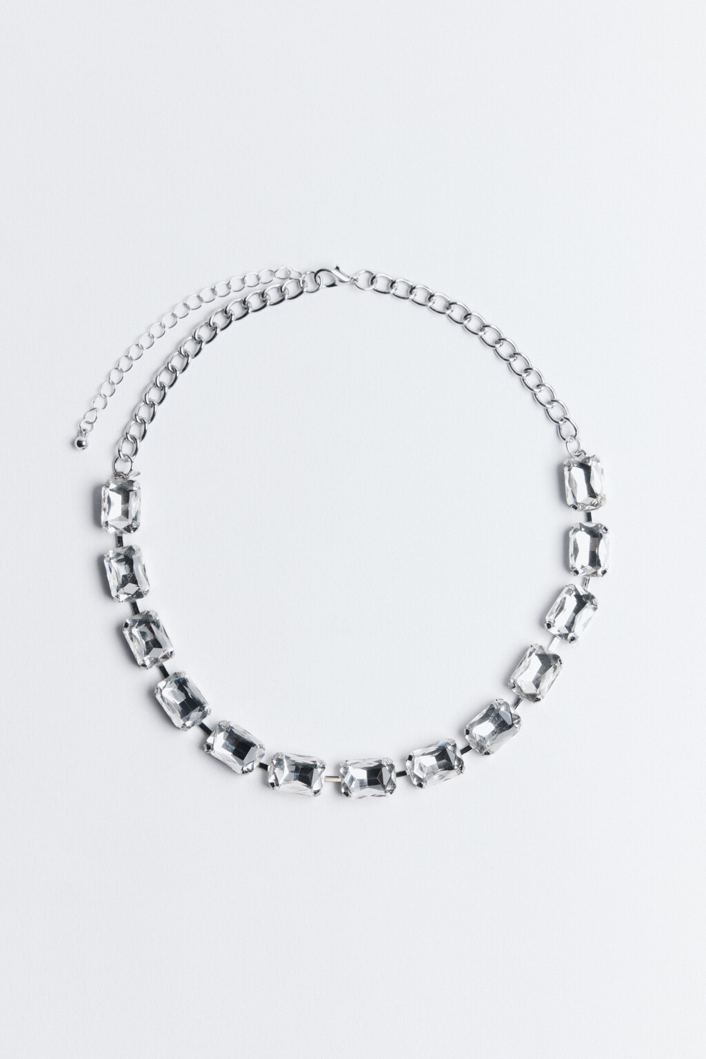 Ожерелье с крупными кристаллами - цвет серый - 1