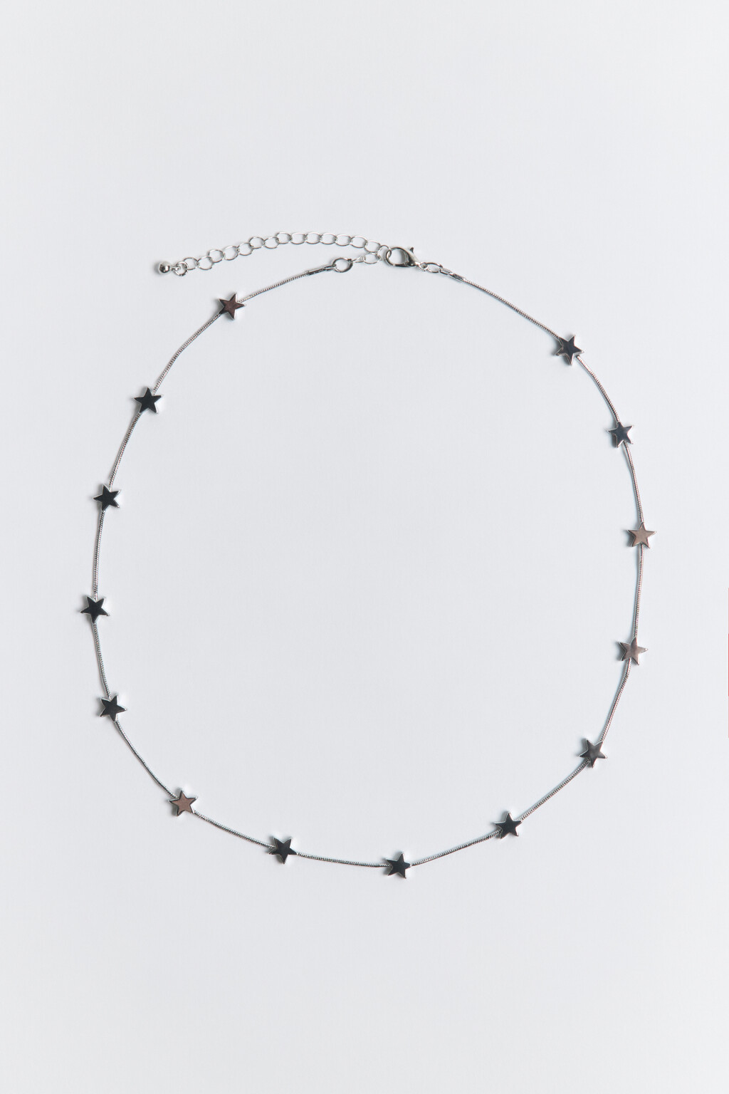 Цепочка на шею гладкая со звездочками - цвет серый - 1
