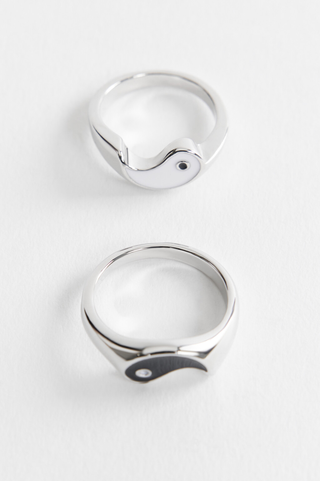 Кольцо парное с символом инь и ян - цвет серый - 1