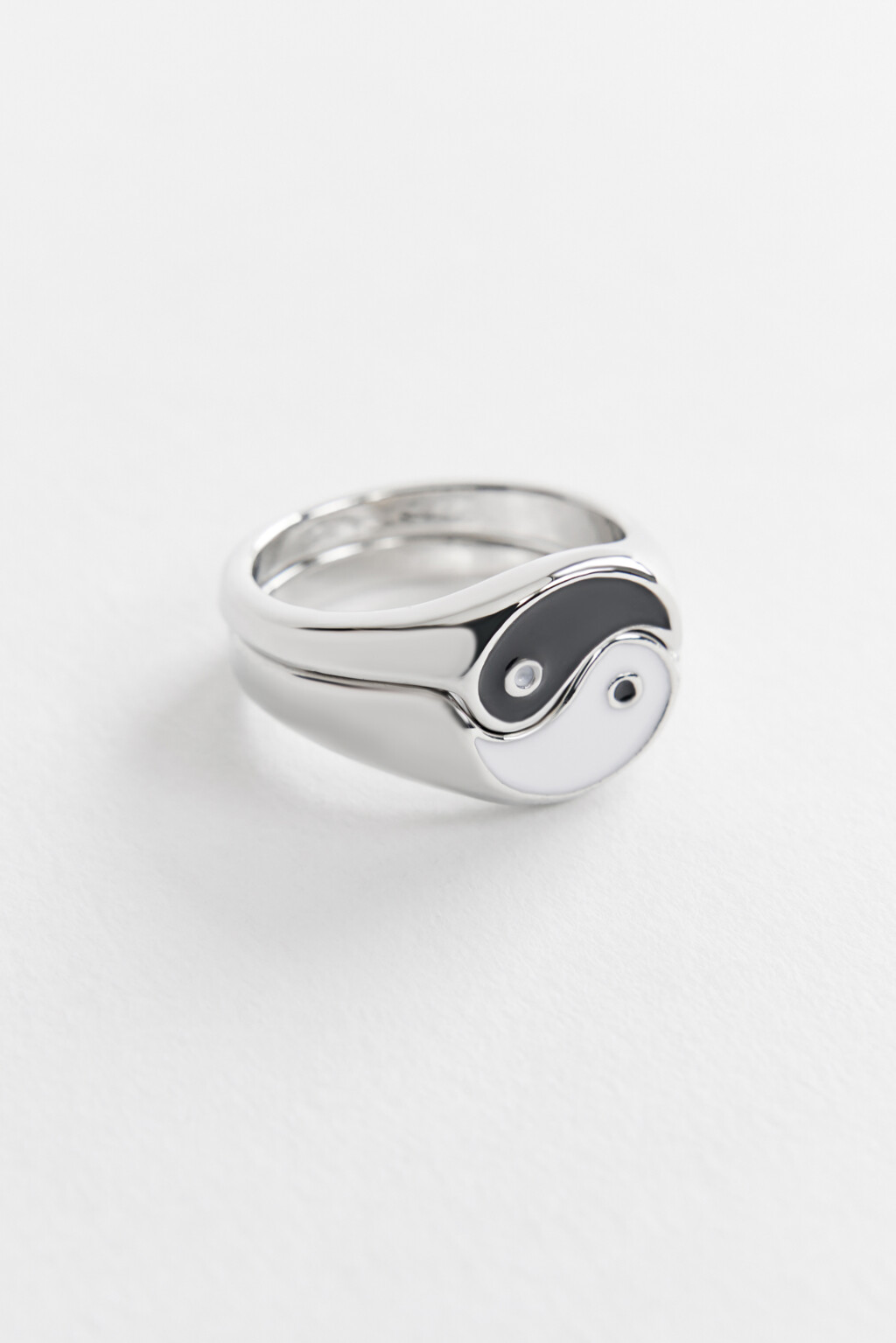 Кольцо парное с символом инь и ян - цвет серый - 2