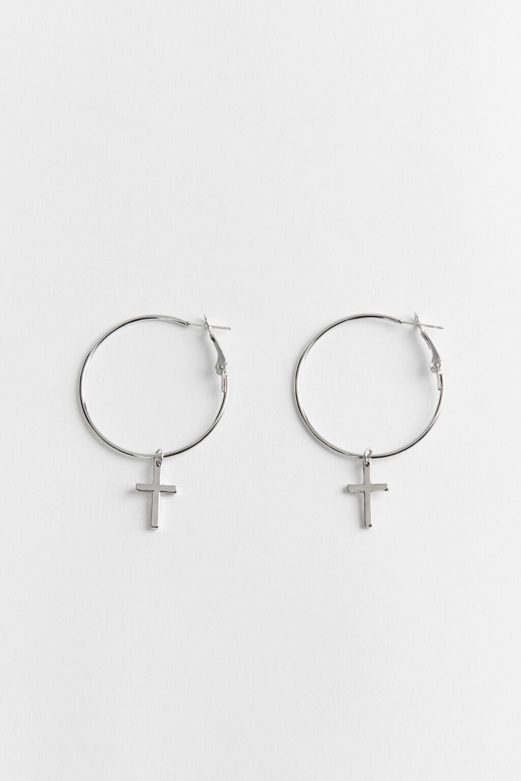 Серьги-кольца с подвесками - цвет серый - 1