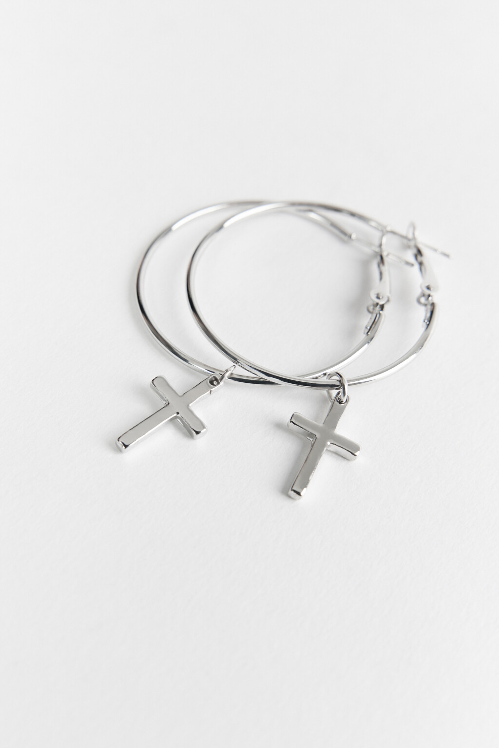 Серьги-кольца с подвесками - цвет серый - 2