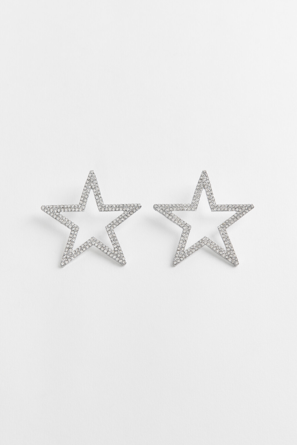 Серьги-звездочки со стразами - цвет серый - 1
