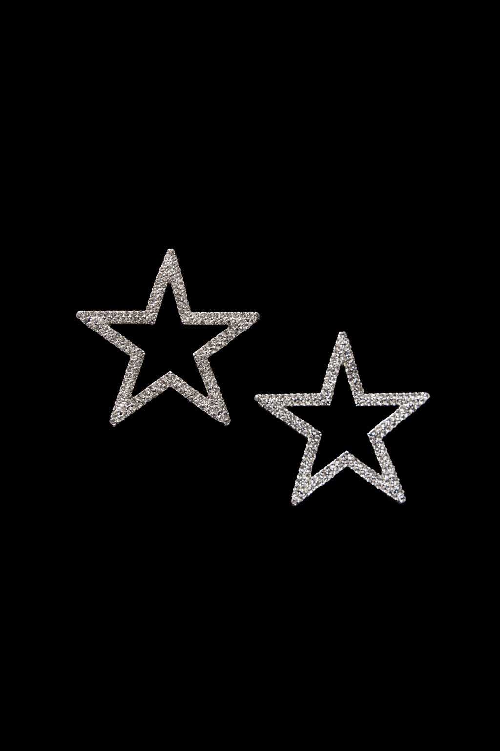 Серьги-звездочки со стразами - цвет серый - 3