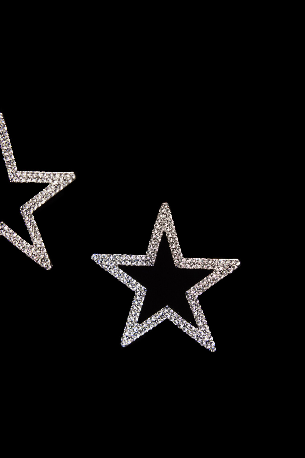 Серьги-звездочки со стразами - цвет серый - 4