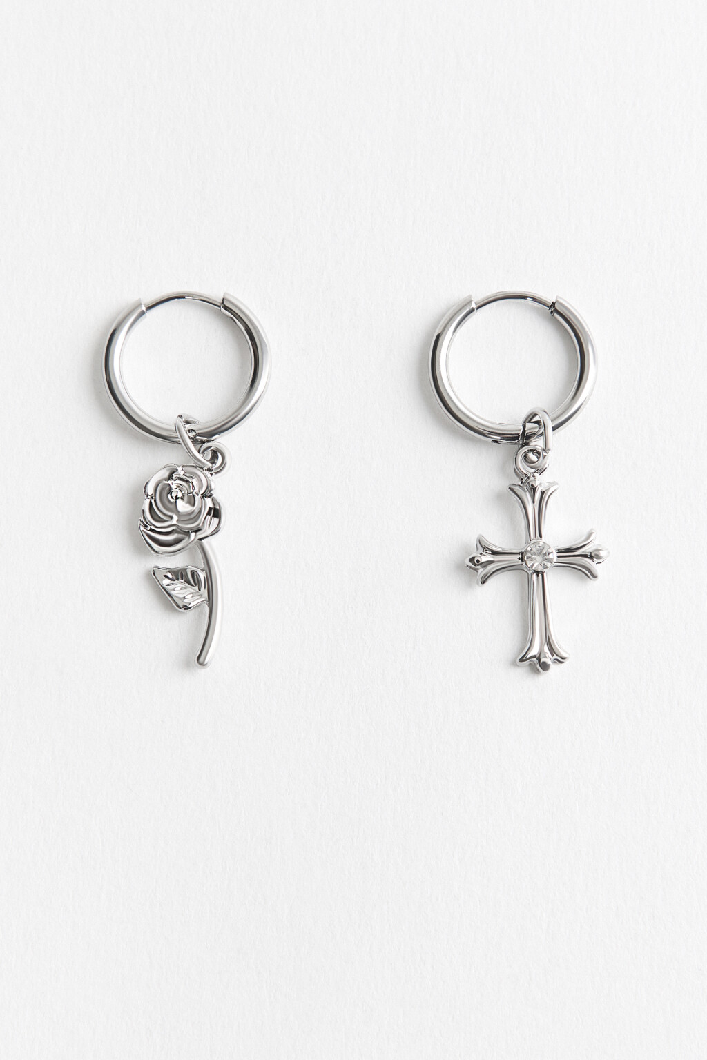 Серьги-кольца с подвесками - цвет серый - 1