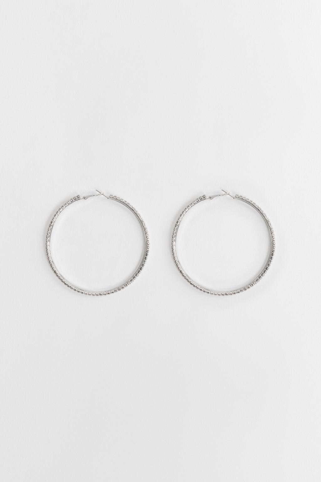 Серьги-кольца с отделкой из страз - цвет серый - 1