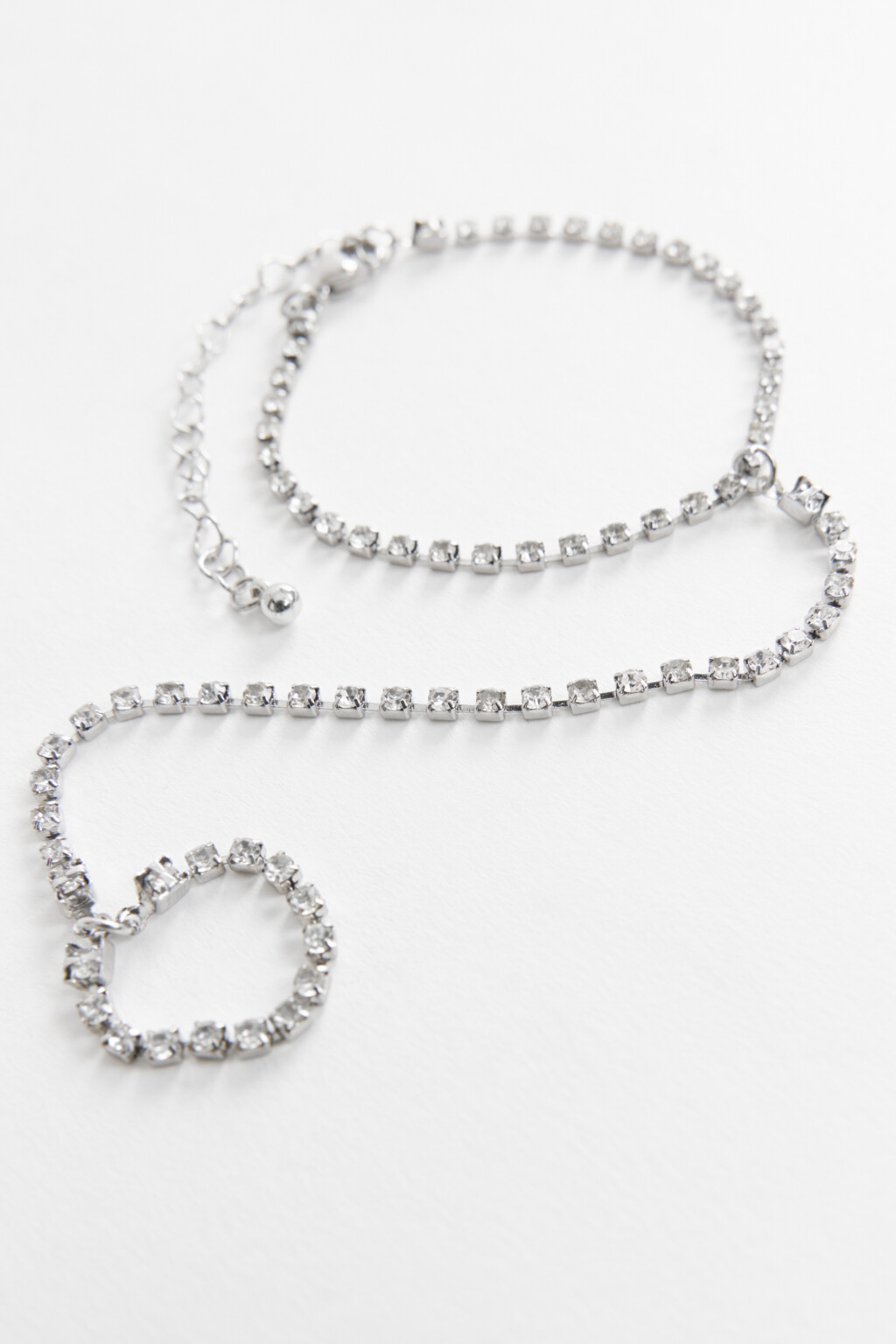 Браслет слейв серебристый со стразами - цвет серый - 4