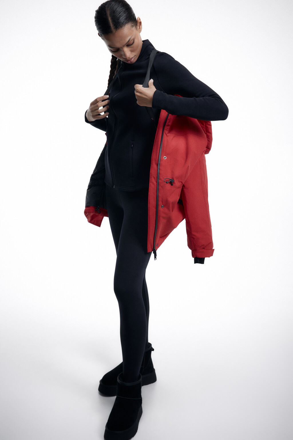 Леггинсы спортивные с флисовой подкладкой - цвет черный - 6