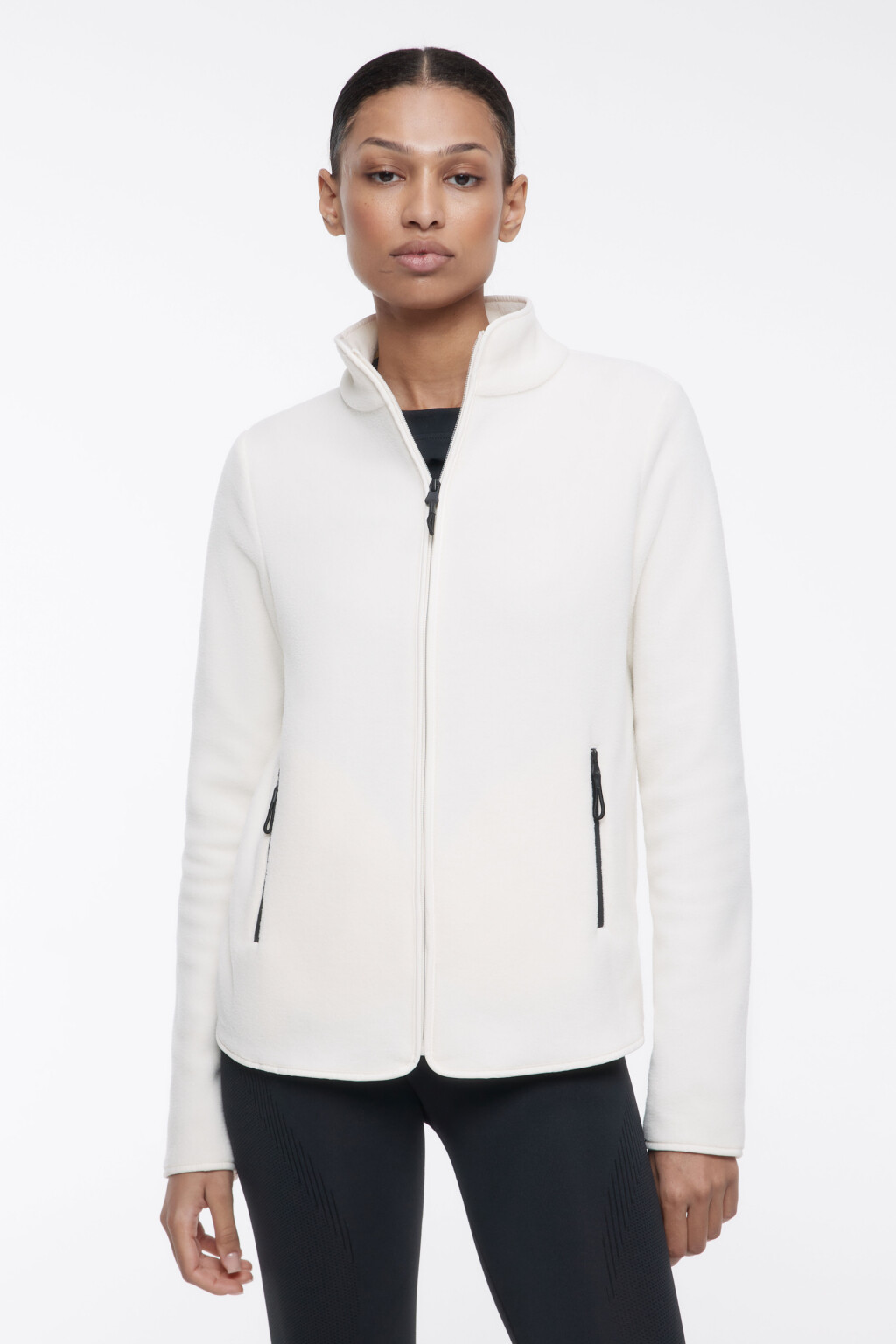 Толстовка на молнии флисовая с воротником-стойкой - цвет белый - 3