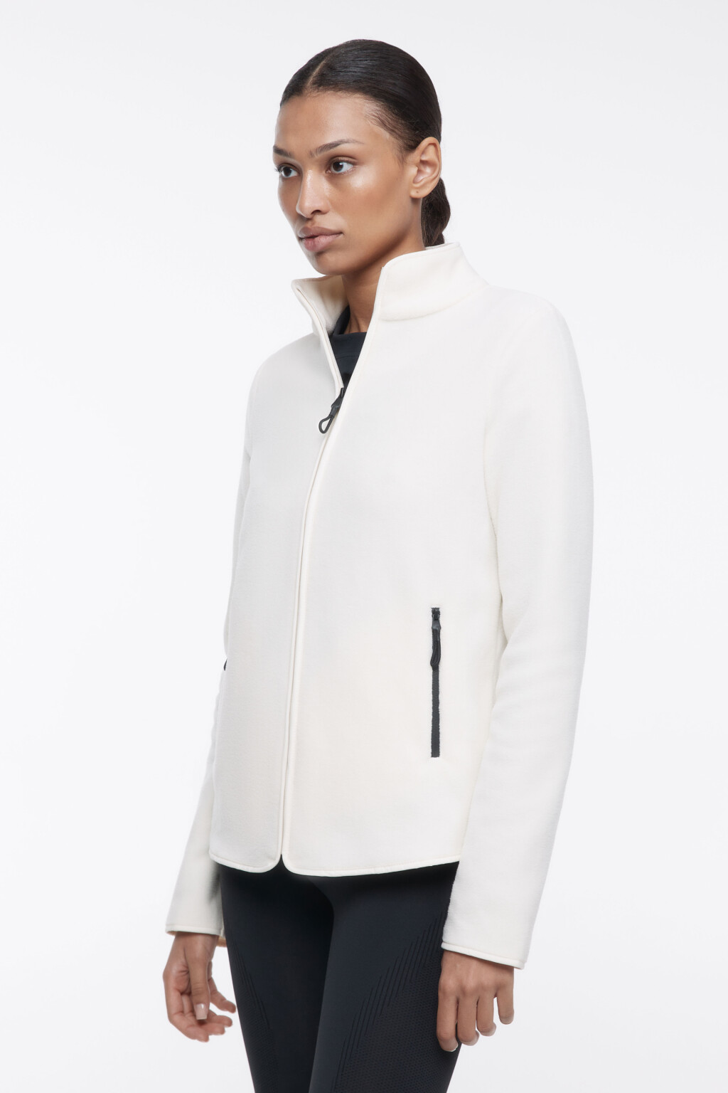 Толстовка на молнии флисовая с воротником-стойкой - цвет белый - 4