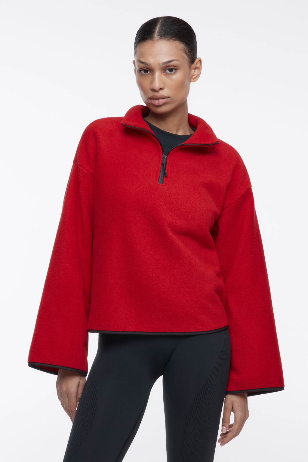 Джемпер из флиса с воротником-стойкой на молнии - цвет красный - 3