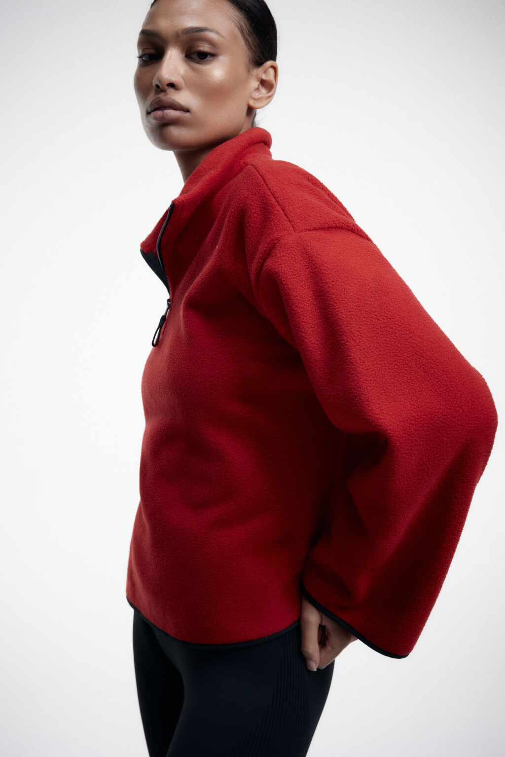 Джемпер из флиса с воротником-стойкой на молнии - цвет красный - 1