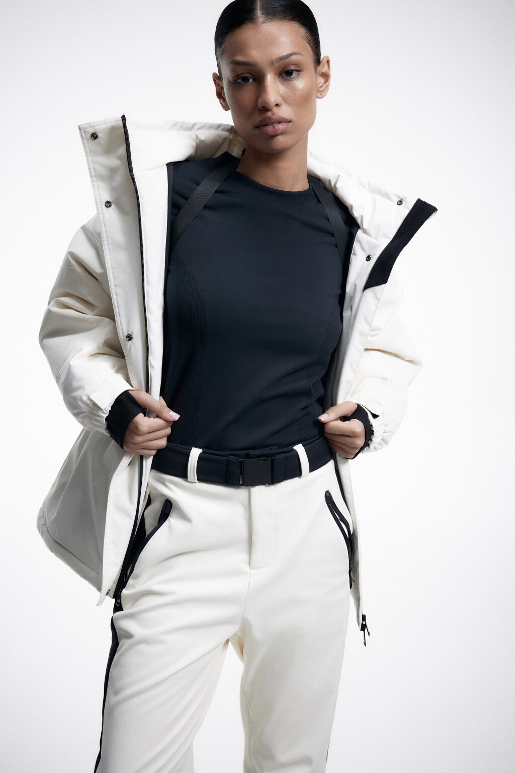 Куртка горнолыжная с капюшоном и влагозащитой - цвет ванильный - 1