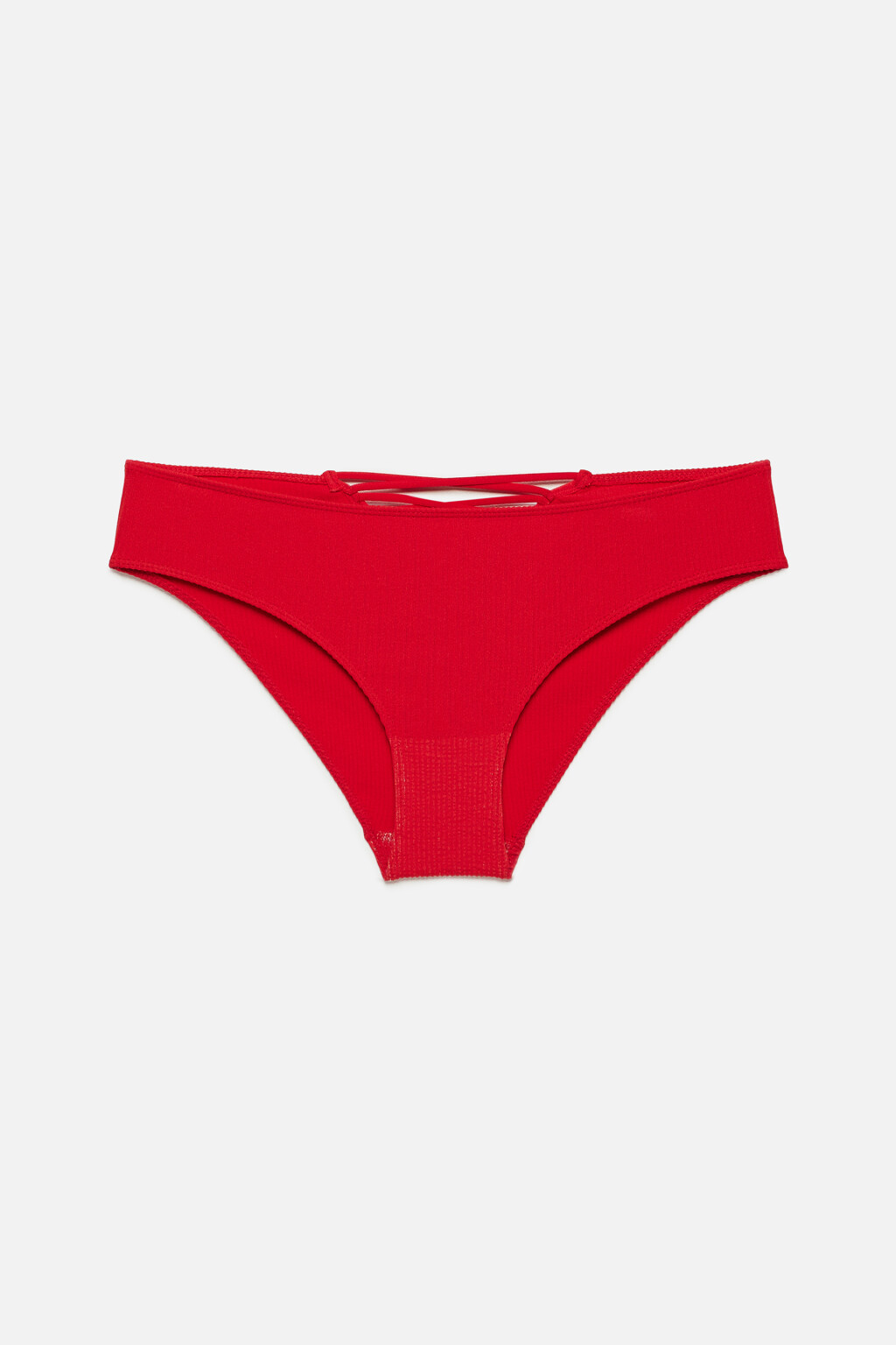 Трусики-слипы в рубчик со стрепами на спинке - цвет красный - 4