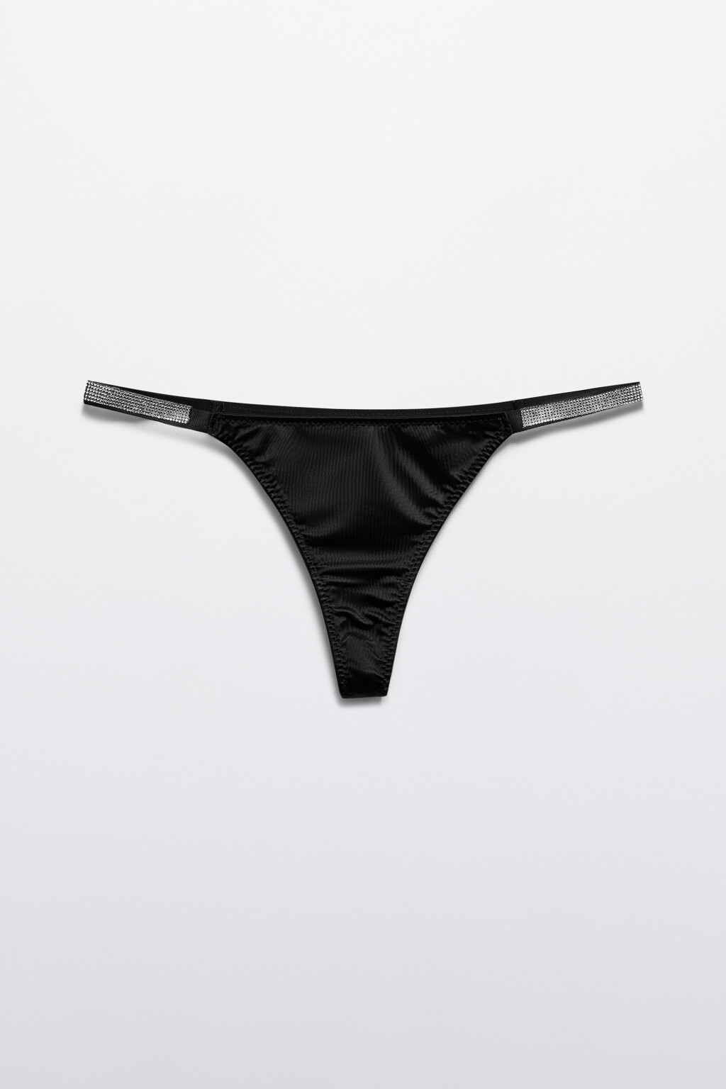 Трусики-стринги с отделкой из страз - цвет черный - 5