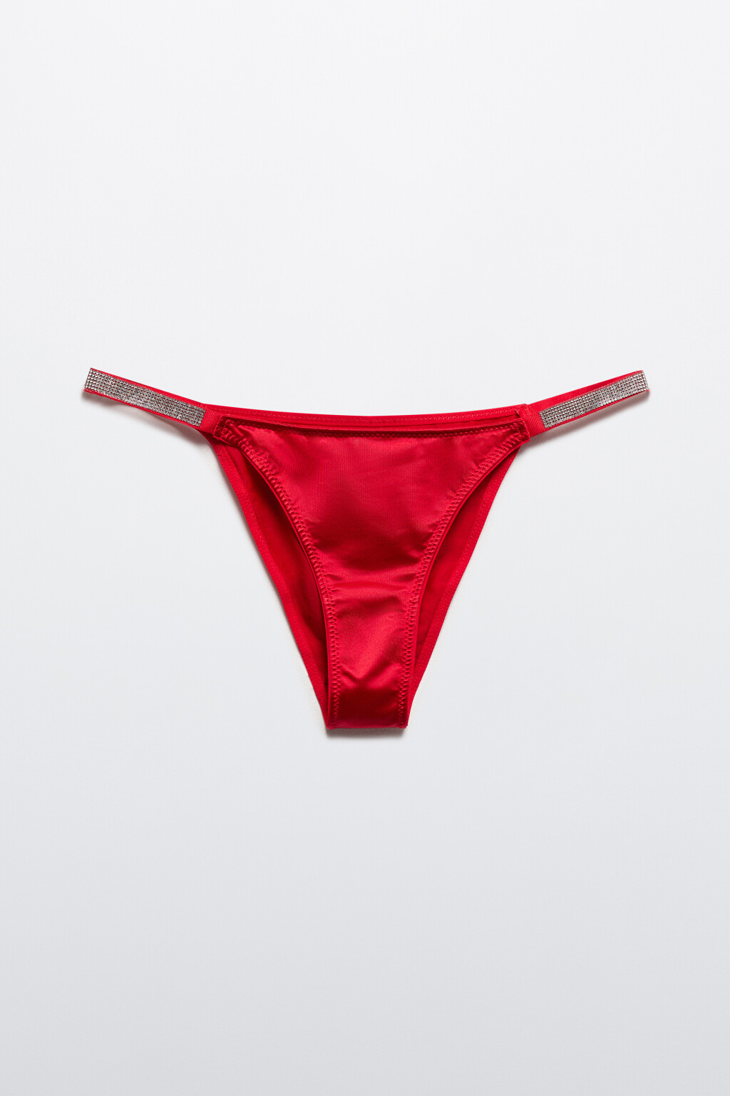 Трусики-танга с отделкой из страз - цвет красный - 5
