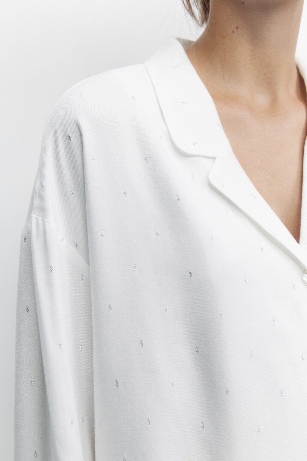 Рубашка oversize домашняя из вискозы с люрексом - цвет серый - 6