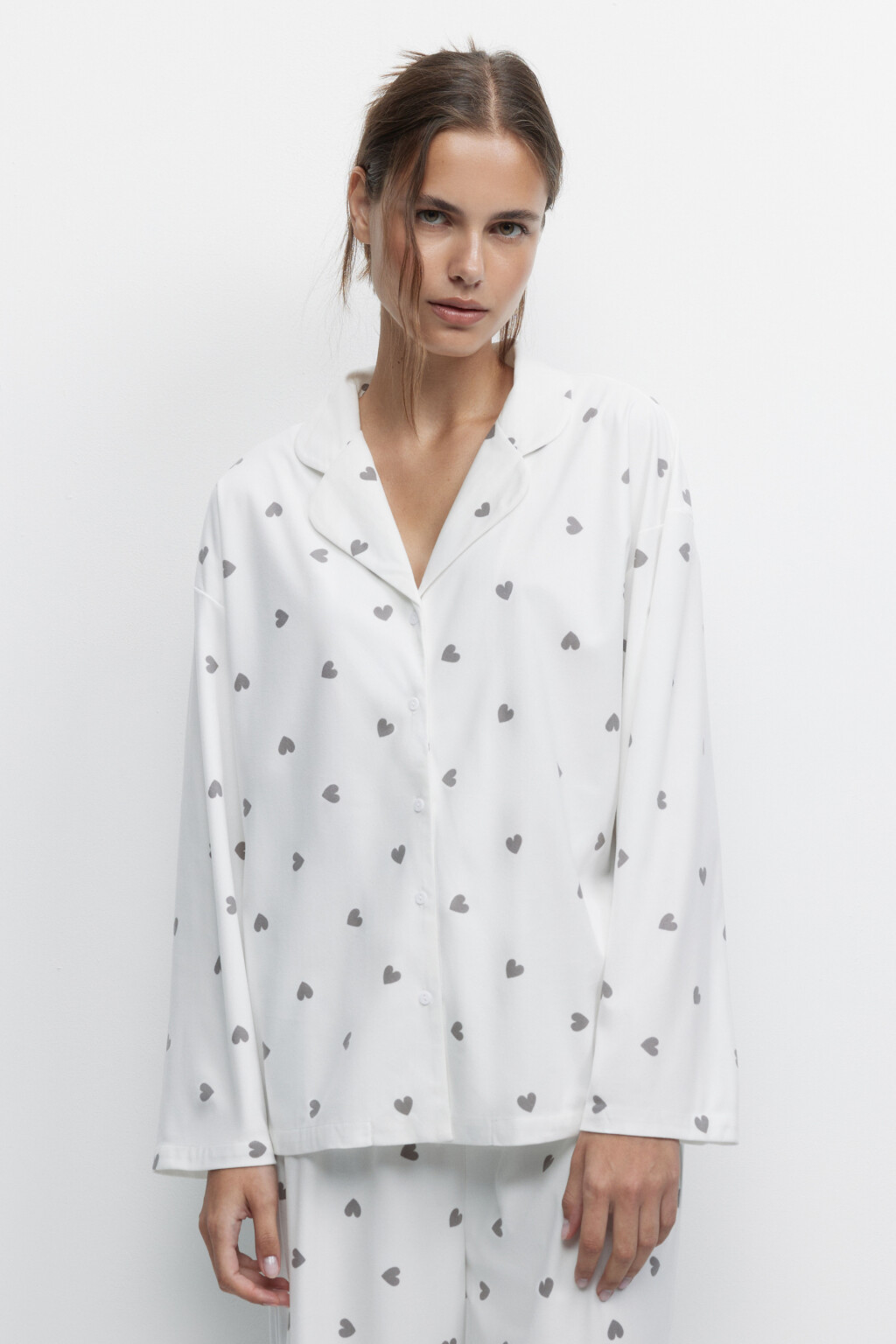 Рубашка oversize домашняя из мягкой ткани - цвет черный - 2