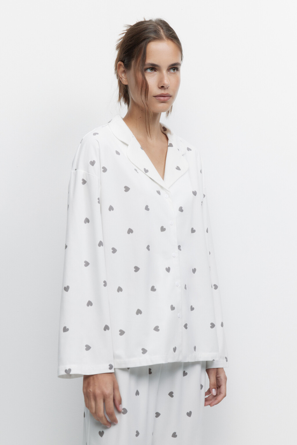 Рубашка oversize домашняя из мягкой ткани - цвет черный - 3