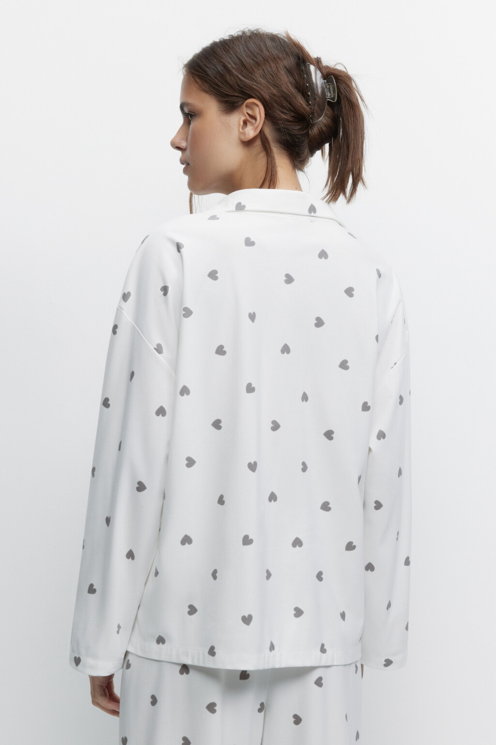 Рубашка oversize домашняя из мягкой ткани - цвет черный - 4