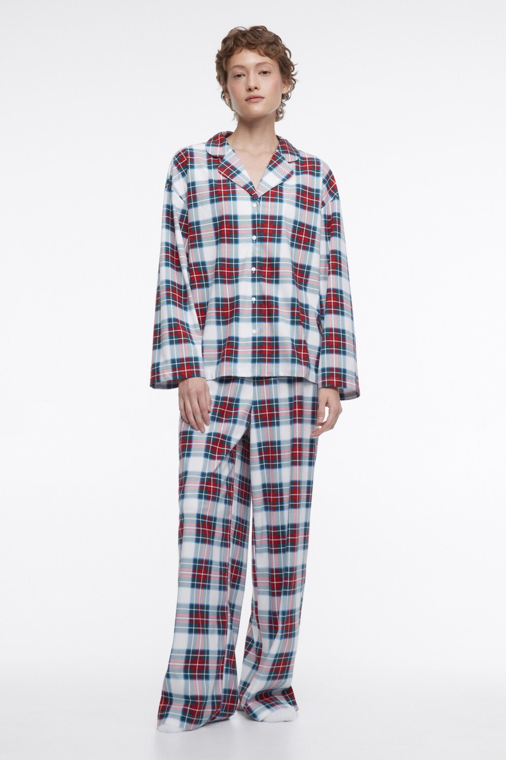 Рубашка oversize домашняя из мягкой ткани - цвет белый - 2