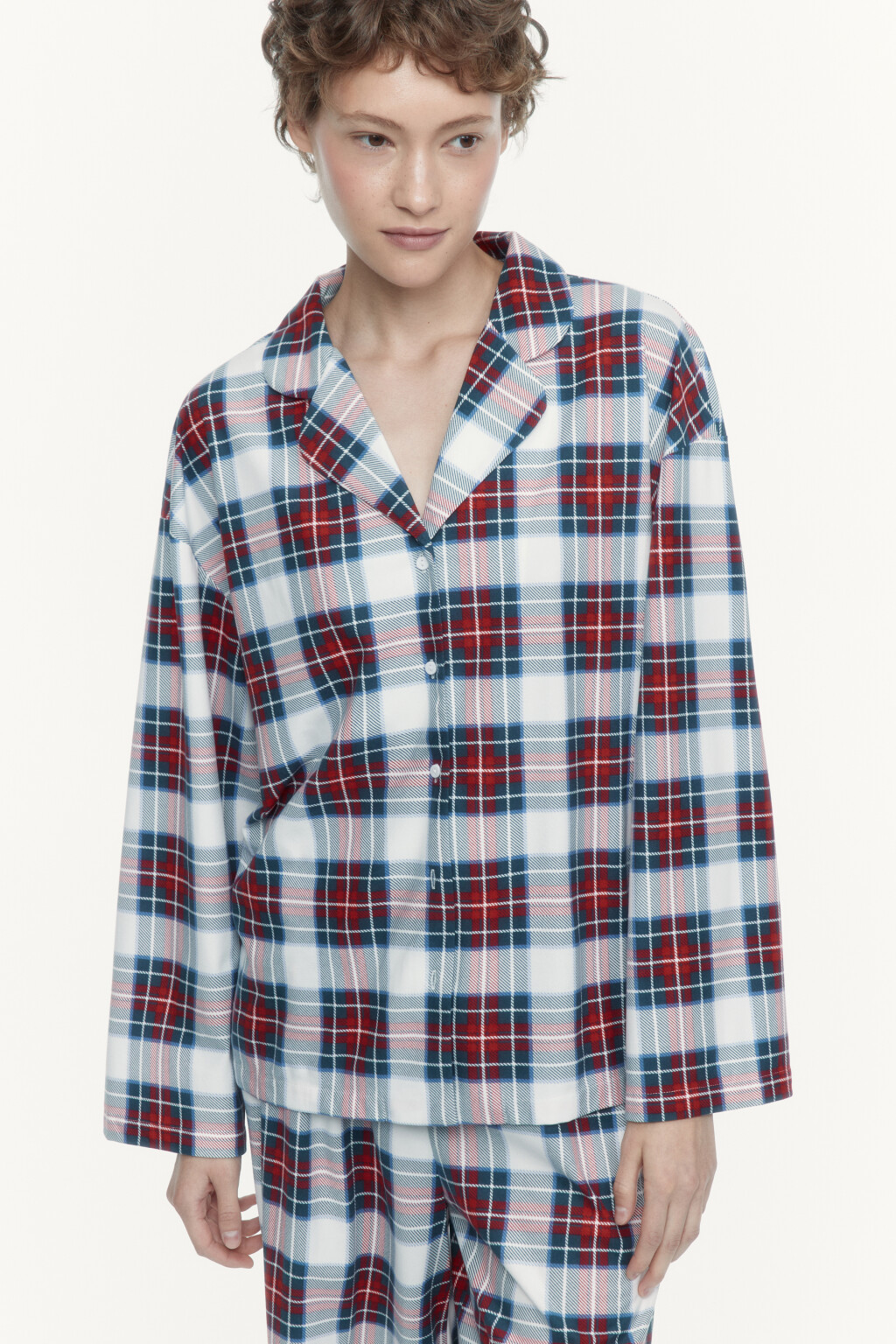 Рубашка oversize домашняя из мягкой ткани - цвет белый - 1