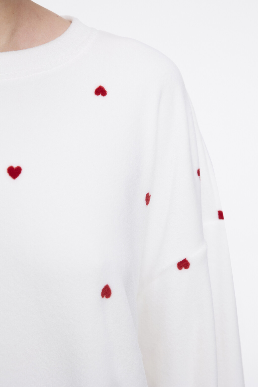 Джемпер домашний плюшевый в сердечко - цвет бежевый - 5